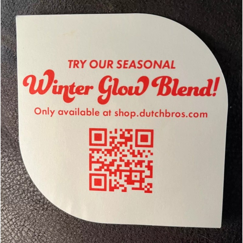 Dutch Bros Sticker DECEMBER 2021 Red Car Evergreen Tree Christmas