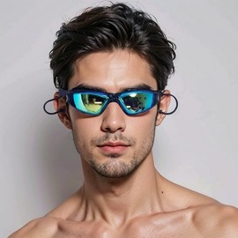 Adult Swimming Goggles - Waterproof, Anti-Fog, Large Frame Design JL LF172 Gray Electroplated 15ea