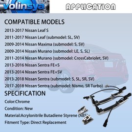 806451AA0A Exterior Chrome Door Handle Front Left & Right Side (2 PCS) for Nissan Sentra 2013-2018, Murano Maxima 2009-2014, Leaf 2011-2017, with Sensor and Smart Keyless Entry System OE 806469N00A