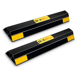 HOXWELL (New Updated 18" 2 Packs Heavy Duty Parking Stopper for Garage, Parking Gadgets Protects Car, Parking Aid Easy to Install 2 PCS, 18" L x 3.7" W x 1.8" H