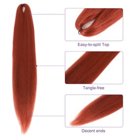 ROSDINA Pre-stretched Braiding Hair - 30 Inch 8 Packs Orange Super Long Braiding Hair For Twist or Box Braids, Yaki Texture Hot Water Setting Synthetic Braiding Hair Extensions (30 Inch, #350-8P)