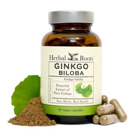Herbal Roots Organic Ginkgo Biloba Made with Pure Organic Ginkgo Leaf and Extract - 60 Vegan Capsules