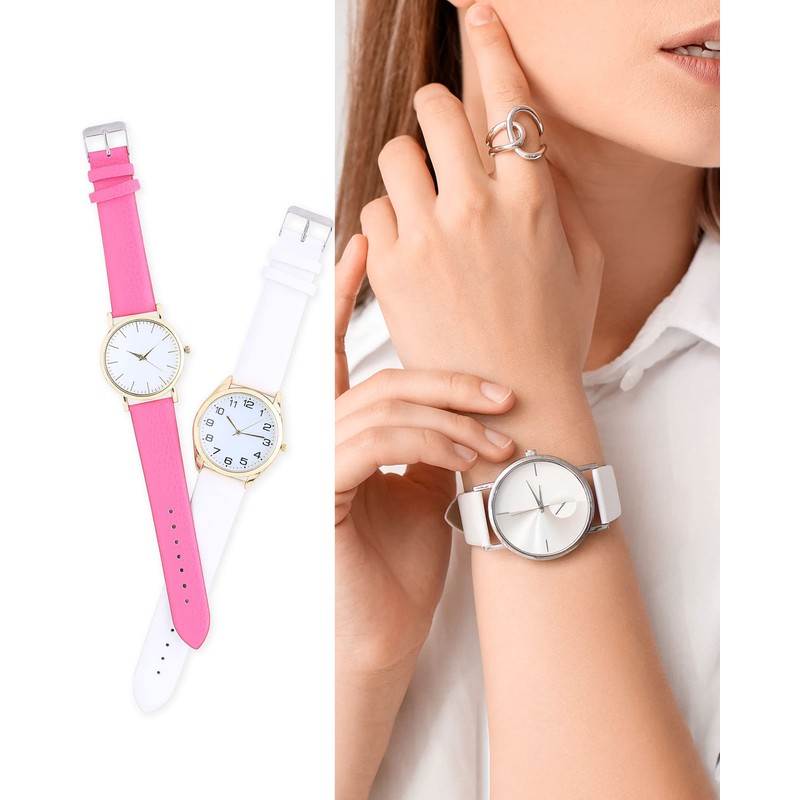 QUARKZMAN White Genuine Leather Strap 16 mm Width Flat Thin