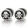 2pcs Steel Pirate Skull Circle Stud Earrings for Men Women,