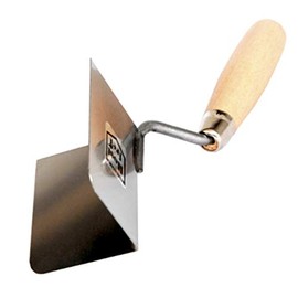 Toolty Stainless Steel Lining, Plastering Trowel - External Corner Trowel - 80x60mm - Wooden Handle - for Brickwork and Plastering - DIY - TLTY-0801