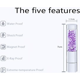 WooTeck 128GB Jewelry Crystal Lipstick USB Flash Drive,High Speed Memory Disk, Purple