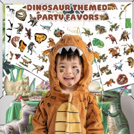96 PCS Dinosaur 3D Pre-Cut Temporary Tattoos for Kids | Super Cute Themed Birthday Party Favors, Supplies, Decorations, Funny Jungle Fake Tattoo Stickers, School Prizes & Gifts Boys & Girls & Rewards