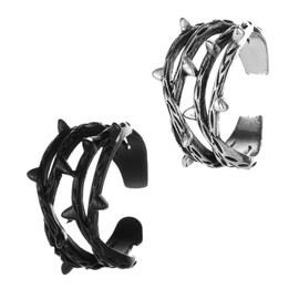 FRCOLOR Elegant Vintage Ring Set 2pcs Women's Finger Ring Twig Design Fine Craftsmanship Fashion Statement for Party Wedding Daily