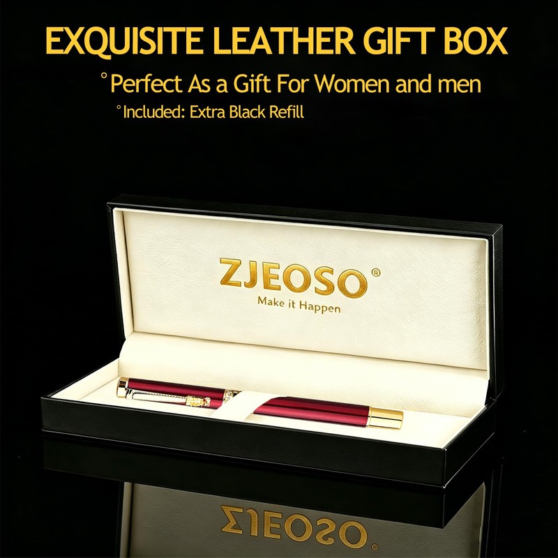 ZJEOSO Red Metal Signature Pen, Luxury Executive Rollerball Pen, UniqueDragon