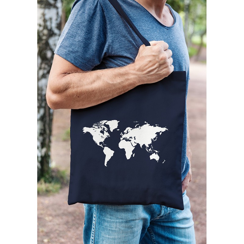 Autiga Cotton Bag World Map Fabric Bag Jute Bag Cotton