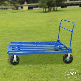 10"/8" Pneumatic Caster Wheels Set of 4,2 Swivel & 2 Rigid,Heavy Duty Air Tires Rubber Wheel,Weight Capacity 125kg/ 275.58lbs. (10")