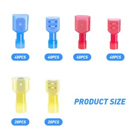 Riisoyu Insulated Blade Receptacles Set, Cable Lugs Male Female Fully Insulated Connectors Electrical Connectors Car Blade Connector Butt Connector Assortment Set Quick Connectors Pack of 200