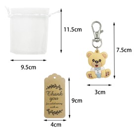 DUGYIRS 30 Sets Baby Shower Favors Guests Return Gifts,Including Animal Keychains, Organza Bags and Thank You Tags for Kids Boys Girls Birthday Party Supplies (Bear)