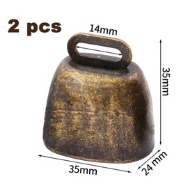 LIBAIDZ 2 x Cow Bells for Crafts, Metal Vintage Bells, Tracker Bells, Christmas Bells, Bells for Training, Pet Collar Pendant, DIY Wind Chime, Goat Bell, Bronze, Iron (metal)