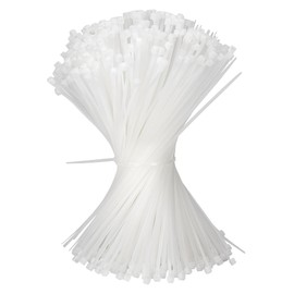 Pack of 500 Cable Ties, White, 200 mm, Adjustable Cable Ties, Small, UV Resistant for Cable Management, Crafts