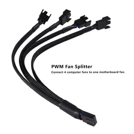 Diann 5pcs PWM Fan Splitter Cable 4-Pin Sleeved Braided Adapter Computer PC Fan Power Extension Cable Converter 1 to 4 for Computer ATX Case 4-Pin/3-Pin Cooling Fan Cable