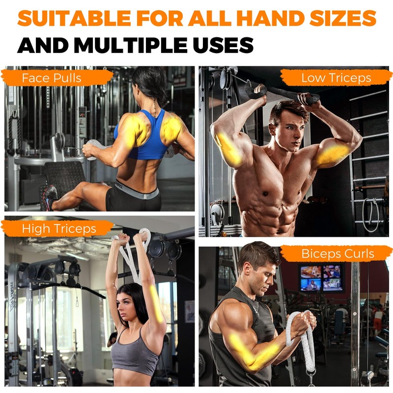 DASKING Tricep Rope Pull Down Attachment, Soft Ergonomic Triceps Rope