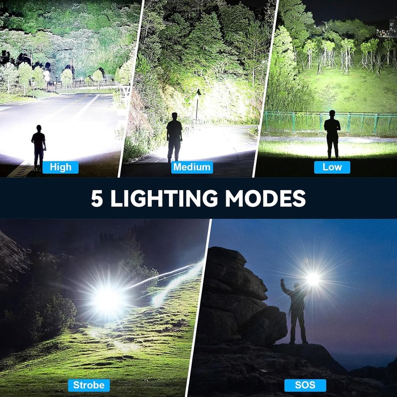 Huccbs 2 Pack Rechargeable Flashlights High Lumens, Super Bright Flash