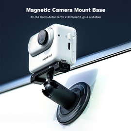 Magnetic Camera Mount Base for DJI Osmo Action 5 Pro 4 3/Pocket 3, Magnet Stand Car Holder Camera Mount with 1/4 Inch Screw