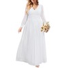 Plus Size Wedding Dress Bride White Long Sleeve Women Bridal