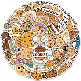 Cute Cookies Stickers for Kids, I Love Cookies Decals, 50PCS Jaurney Waterproof Vinyl Stickers Pack for Water Bottle, Laptop, Jars, Scrapbook, Snack Box, Skateboard, Party Supplies