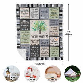 JUCIPAY Social Worker Gifts, Social Worker Appreciation Gifts, Gifts for Social Workers Blanket 60''x50'', School Social Worker Gifts, Social Worker Office Decor, Social Worker Birthday Gifts