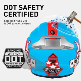 SPARK DOT Youth Motocross Helmet Kids Dirt Bike Helmets - Full Face, Lightweight & Breathable for Off-Road E-Bike BMX MX ATV (with Gloves Goggles Mask) 4Pcs Set, Large (59-60cm), Joker Blue