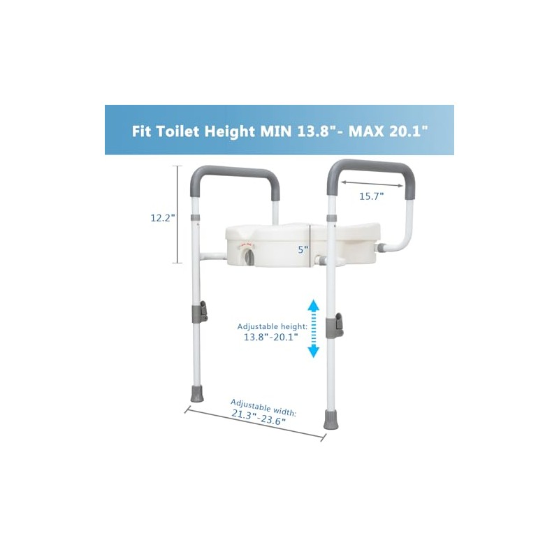 WeHwupe Raised Toilet Seat with Handles for Elderly - Toilet