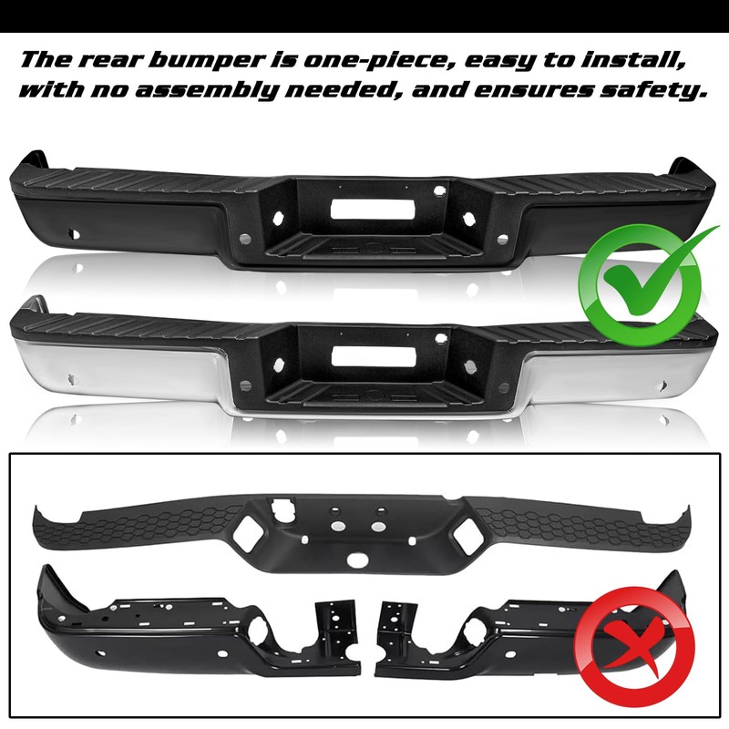 JSBOYAT Chrome Rear Bumper Assembly Compatible with 2006 2007 2008
