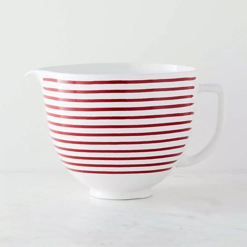 KitchenAid 5-Quart Ceramic Red White Bowl For 4.5 & 5-qt