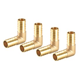 sourcing map 14mm Barb Brass Hose Fitting 90 Degree Elbow Pipe Connector Coupler Tubing 4pcs