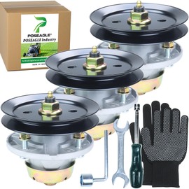 POSEAGLE 3 Pack AM124498 Spindle Assembly with M131814 Spindle Pulley Replaces AM131680 AM135349 for John Deere GT235 GT245 LT170 LX200 X465 X475 X485 X700 X744 Lawn Tractors