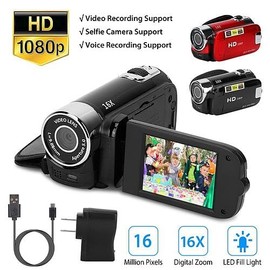 Edge by Body Code HD 1080P Digital Video Camcorder 2.7in 16X Zoom DV Camera 270° Rotation Rechargeable Kid Camera w/Fill Light Selfie