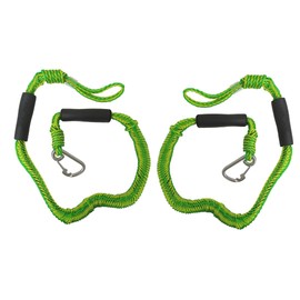 Upgraded 4 Feet Bungee Dock Line Mooring Rope 2-Pack for Docking with Stainless Steel Clip Accessories for Boats PWC, for Kayak SeaDoo Yamaha WaveRunner Kawasaki Jet Ski Pontoon, Green Nylon NEW