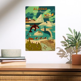 Lantern Press 10x15 Inch Wood Sign, Ready to Hang Wall Decor, Alaska Inside Passage Geometric