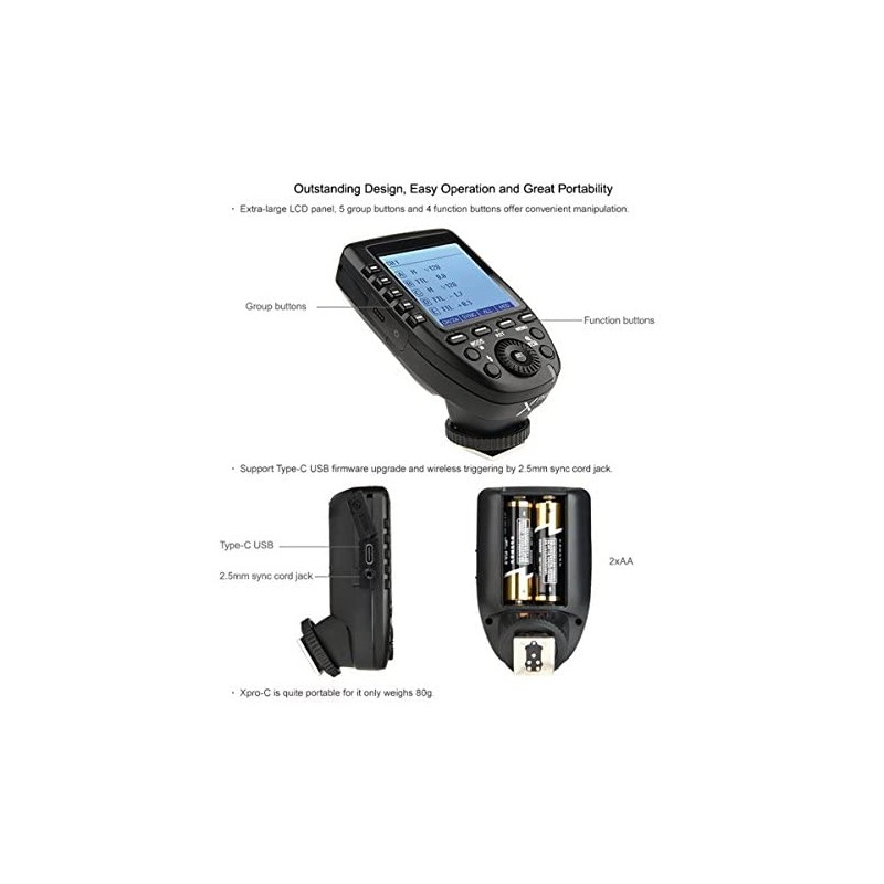 Godox Xpro-C E-TTL II 2.4G Wireless Flash Trigger with High