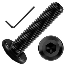 Wavanta 20Pcs M6 Bolts, M6 x 30mm Flat Head Hex Socket Cap Screws Bolts, 304 Stainless Steel Furniture Bolt Full Thread, Black Oxide, with Hex Key