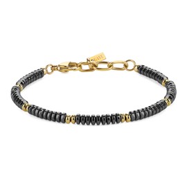 GAVU Men's Hematite Stainless Steel Healing Bracelet, Stone, hematite