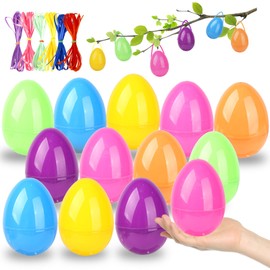 NTGFU Ea Easter Egg Decorations 3.5In(9cm)- 36PCS Large Easter Hanging Eggs for Trees Bulk with Hinge Fillable Colorful Plastic Eggs for Easter Hunt Filling Treat Party Favor Easter Basket Stuffers