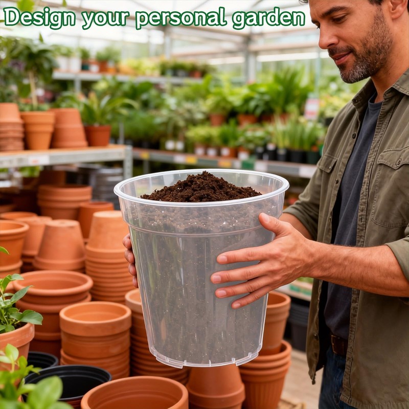 PEDOBALI 12 Pcs 8/10/12 Inch Large Size Clear Nursery Pots