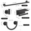 TURS 5-Pieces Matte Black Bathroom Hardware Accessories Set SUS304 Stainless