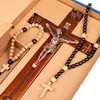 Woodvio - Handmade Wooden Wall Cross Hand Carved Catholic Crucifix