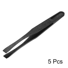 uxcell Plastic Anti-static Tweezers, Precision Flat Tip for Jewelry Craft DIY Beauty Electronics Repair Tool Black 5 Pcs