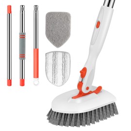 SetSail Tile Tub Scrubber Brush 3-in-1 Shower Scrubber with 52-inch Adjustable Long Handle Shower Cleaner Brush and 3 Detachable Replacement Brush Heads for Cleaning Bathroom Kitchen Walls Tub Tile