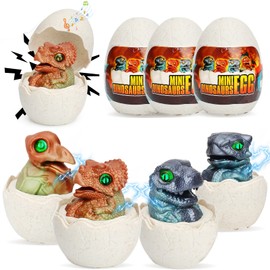 Easter Gift Set, 4 Dinosaur Eggs with Pull Back Cars Inside, Easter Egg with Light and Sound Effects, Easter Egg Hunt Fountain Pen Kit, Gifts for Children, Girls, Boys, 3-12+
