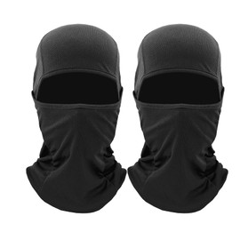 Vanolu Balaclava Face Covers Adjustable Windproof Breathable Balaclava Summer Sun UV Protection Hood Neck Cover (Black*2Pack)