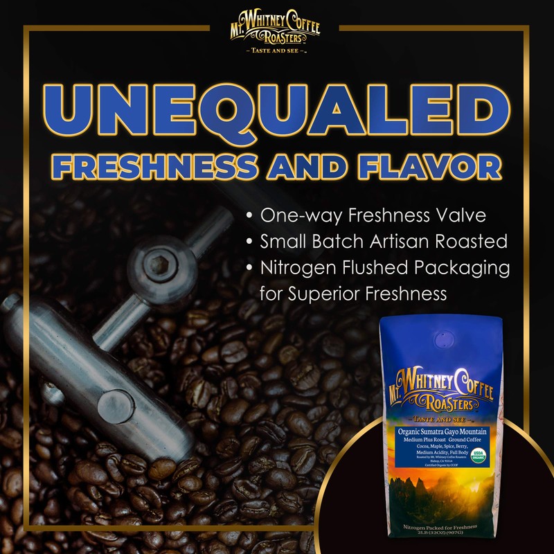 Mt. Whitney Organic Gayo Mountain Sumatra Coffee (Ground, 2 Lb)