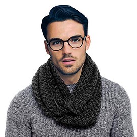i-Smalls Mens Boys Zane Thick Cable Knit Winter Snood Scarf Neckwarmer (One Size) Grey