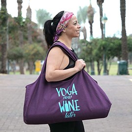 Wild Essentials - Bolsa de yoga para ejercicio, bolsa grande, correa para el hombro, bolsillo interior, se adapta a la mayoría de alfombrillas, lona d