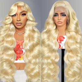 Quiport 32 Inch 613 Lace Front Wig Human Hair 210 Density Blonde Wig Human Hair 613 HD Lace Frontal Wig 13x6 Body Wave Lace Front Wigs Human Hair Pre Plucked With Baby Hair Glueless Wigs for Women
